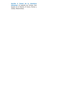 Guión de Estudio, Literatura Universal