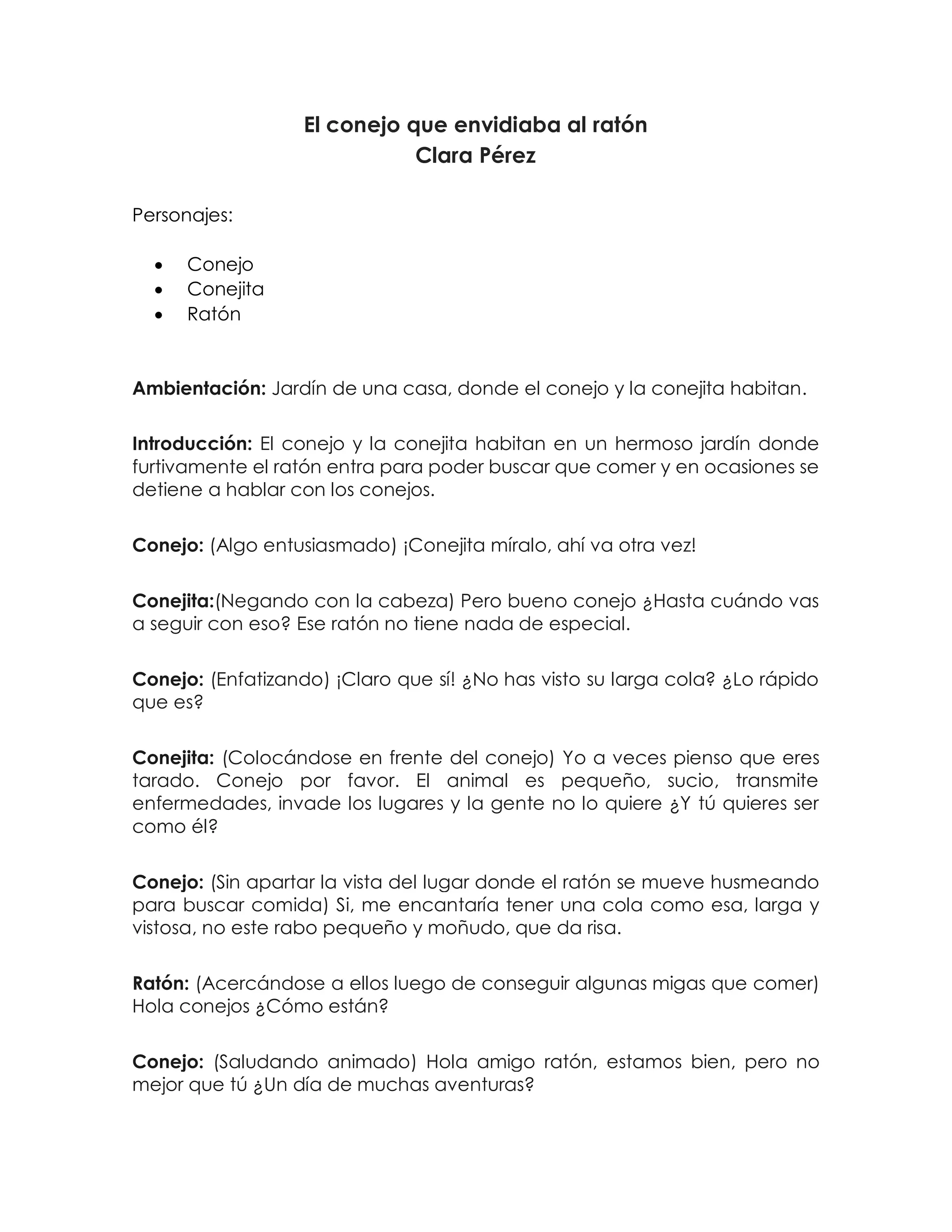 Guiones de obras de teatro cortas | PDF