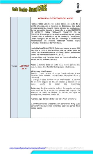 Guion tecnico normas -icontec