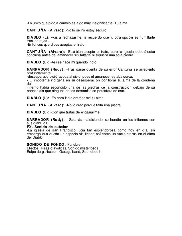 Guion tecnico cantuña