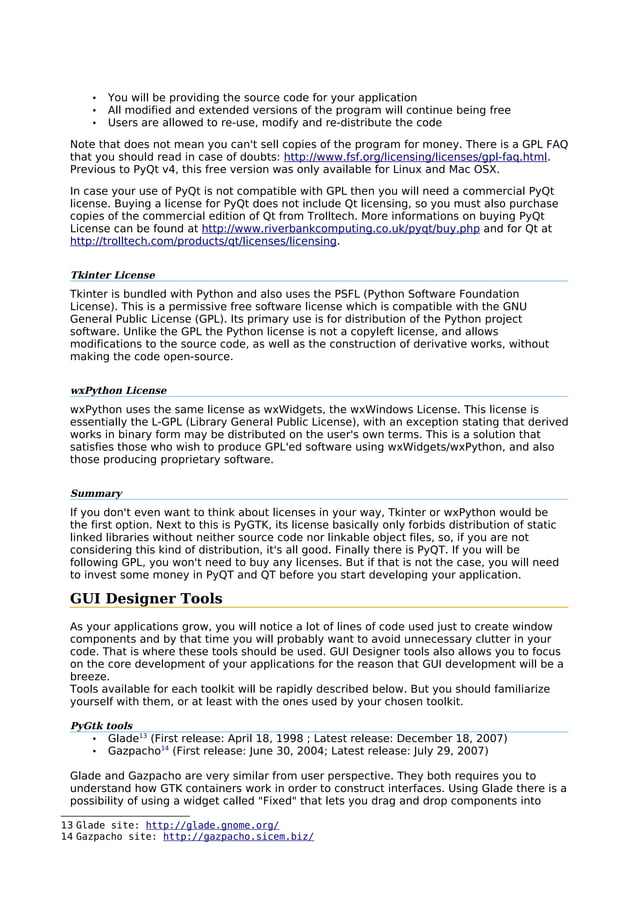 GUI toolkits comparison for python | PDF