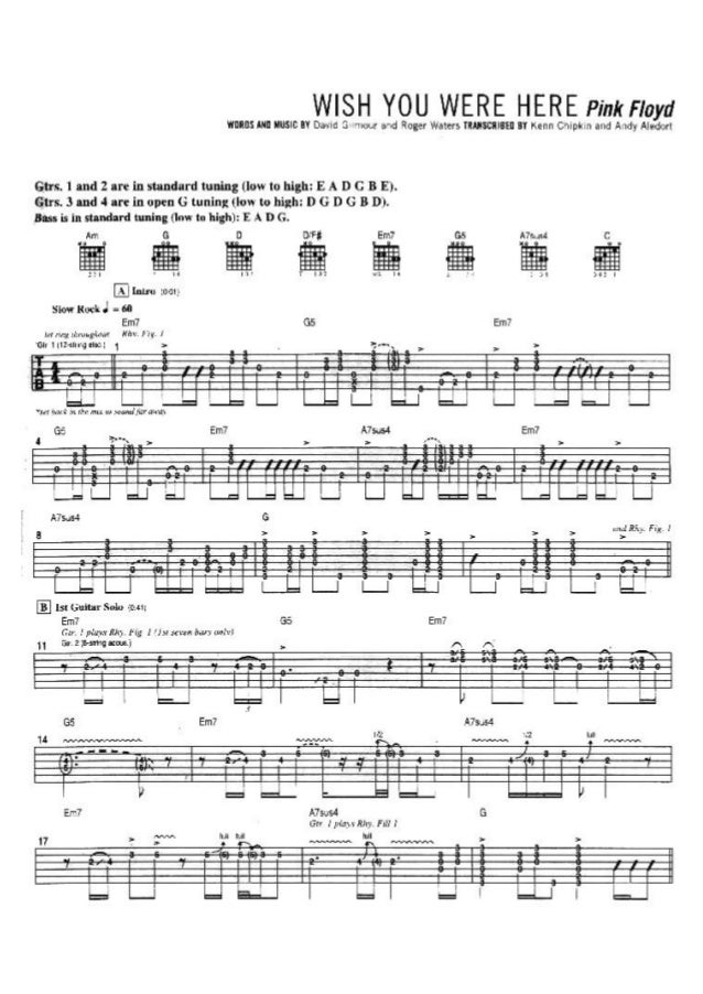 (Guitar songbook) pink floyd wish you were here