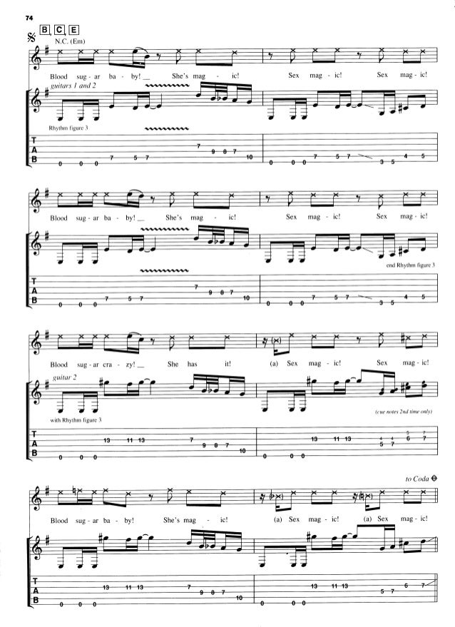 [Guitar tab song book] red hot chili peppers blood sugar sex magik - 웹