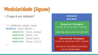 Modularidade (Jigsaw)
• O que é um módulo?
 