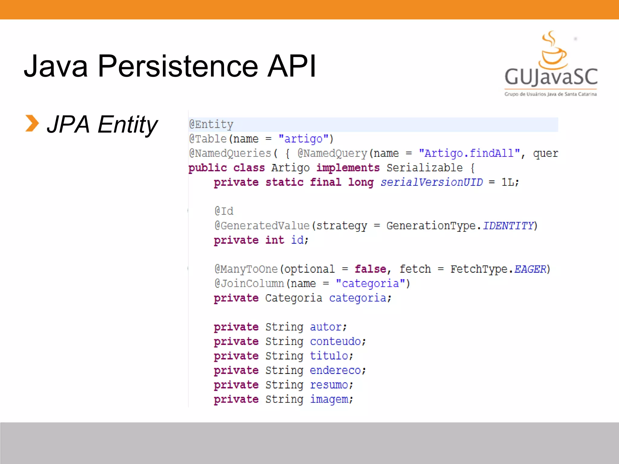 JPA Entity Java Persistence API 