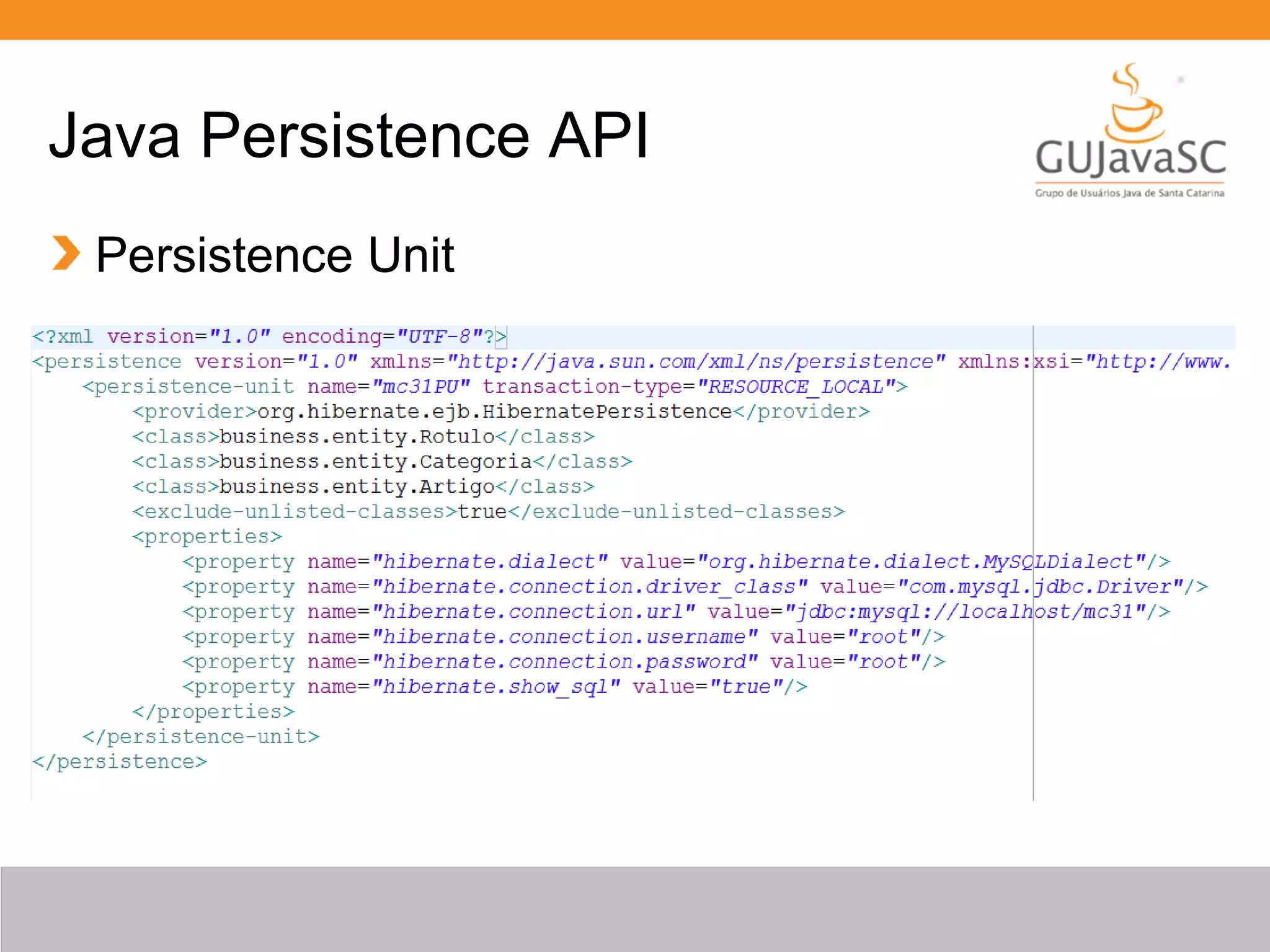 Java Persistence API Persistence Unit 