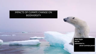 IMPACTS OF CLIMATE CHANGE ON
BIODIVERSITY
Aqeel Gujjar
Roll No
Submmited to ;
doctor summiya jannat
 