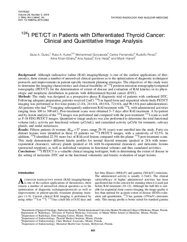 I 124 Pet Ct Imaging In Differentiated Thyroid Cancer