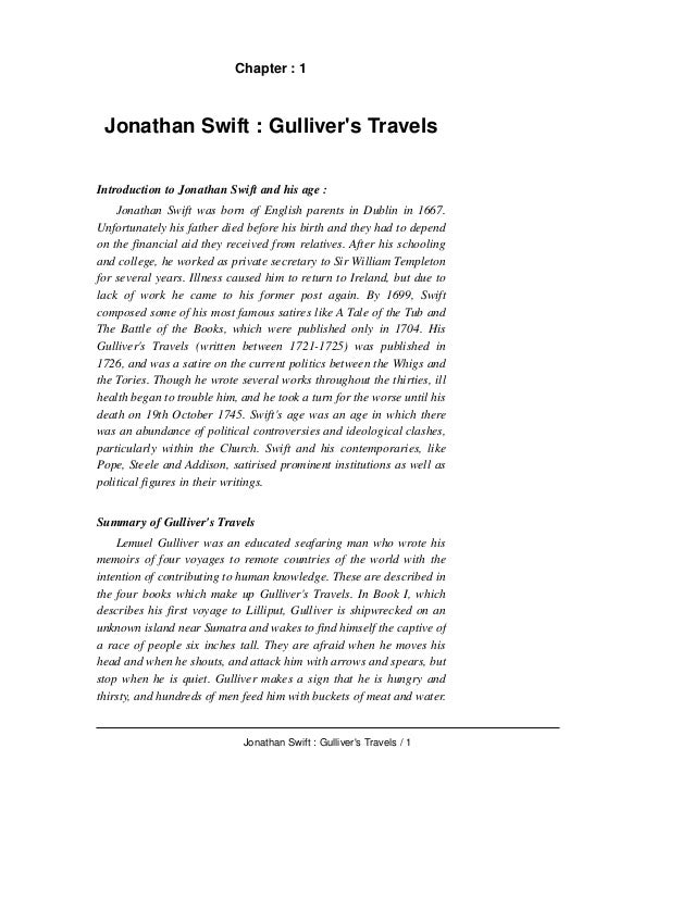 A Literary Analysis Gulliver's Travels by Jonathan Swift