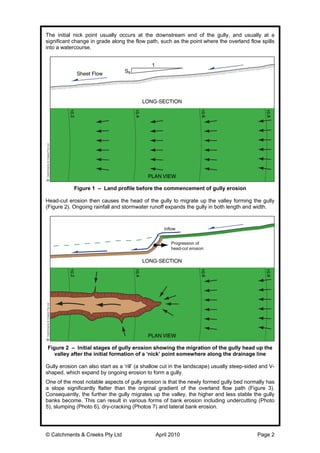 © Catchments & Creeks Pty Ltd April 2010 Page 2
The initial nick point usually occurs at the downstream end of the gully, ...