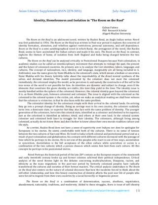 Identity, Homelessness and Isolation in “The Room on the Roof” | PDF