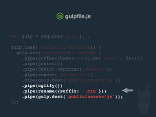 Optimisation d’images (PNG, JPEG, GIF, SVG)
Génération de sprites
Images
 