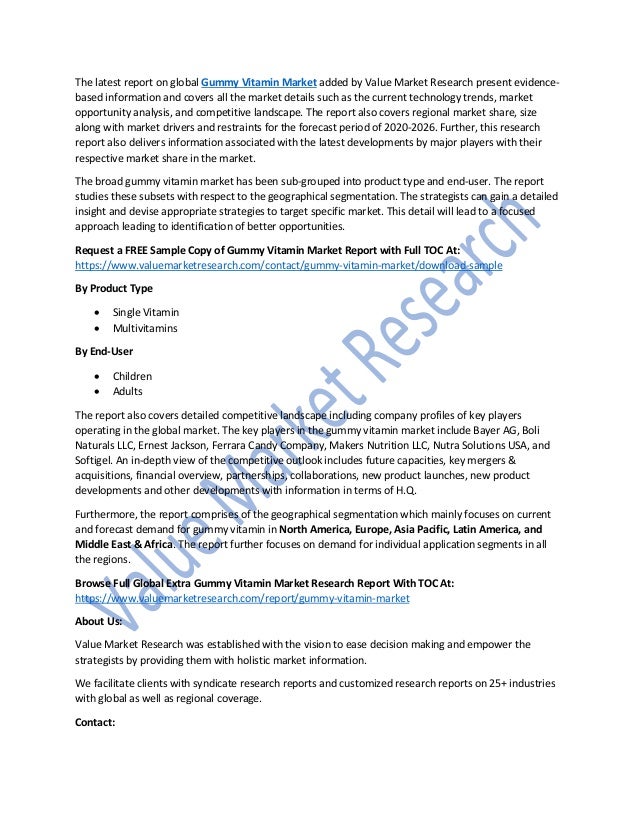 Gummy Vitamin Market Size & Fastest Growth 2019 to 2026