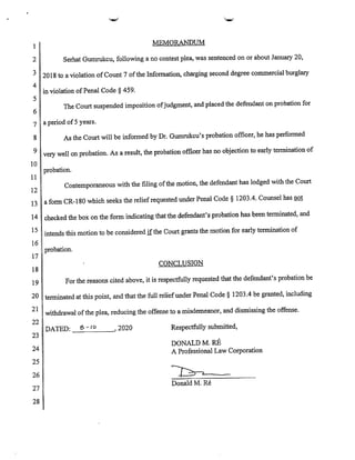 Gumrukcu - Motion for Termination of Probation AUG 2020 | PDF