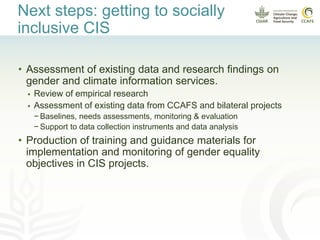 Enhancing women and men farmers' adaptive capacity through climate services