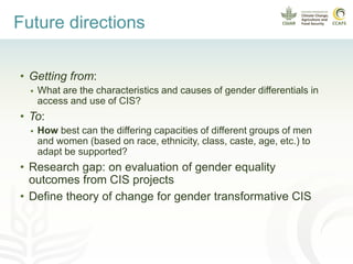 Enhancing women and men farmers' adaptive capacity through climate services