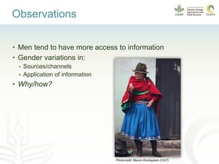 Enhancing women and men farmers' adaptive capacity through climate services