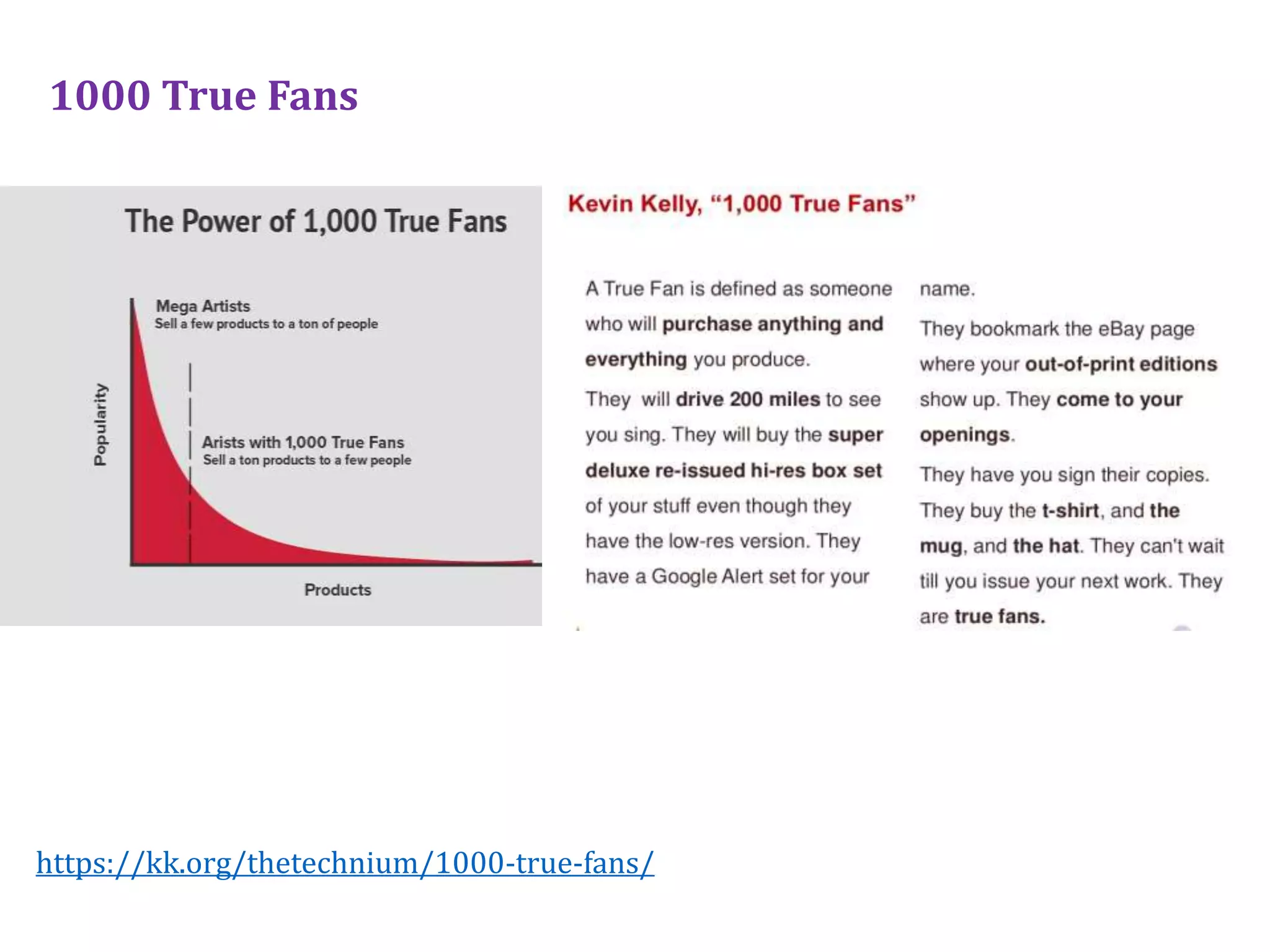 1000 True Fans
https://kk.org/thetechnium/1000-true-fans/
 