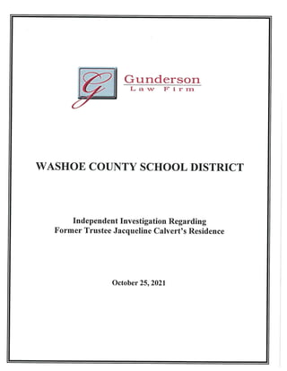 Gunderson law firm's independent invegestigation: Washoe County School District