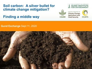 Gund Exchange Sept 11, 2020
Soil carbon: A silver bullet for
climate change mitigation?
Finding a middle way
 