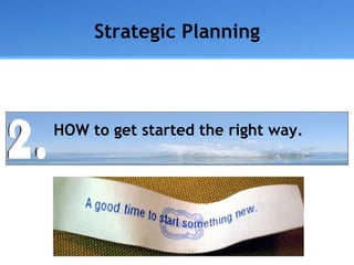 Strategic Planning HOW to get started the right way. 2. 