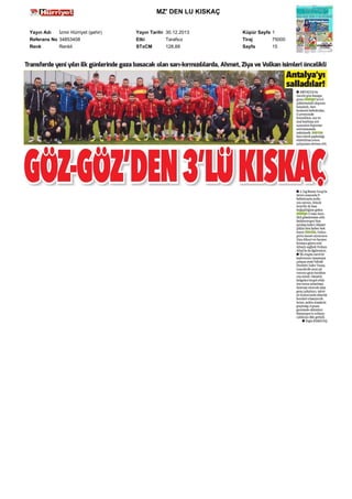 MZ' DEN LU KISKAÇ
Yayın Adı
İzmir Hürriyet (şehir)
Referans No 34853408
Renk
Renkli

Yayın Tarihi 30.12.2013
Etki
Tarafsız
STxCM
128,89

Küpür Sayfa 1
Tiraj
75000
Sayfa
15

 