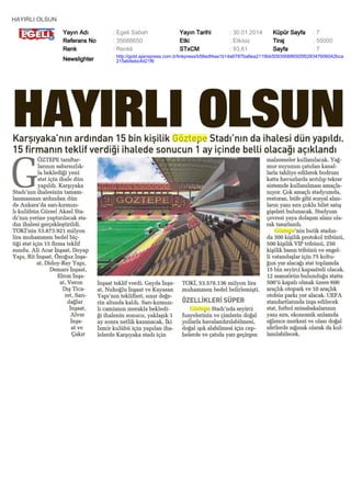 HAYIRLI OLSUN
Yayın Adı
Referans No
Renk

: Egeli Sabah
: 35688650
: Renkli

Yayın Tarihi
Etki
STxCM

: 30.01.2014
: Etkisiz
: 93,61

Küpür Sayfa
Tiraj
Sayfa

:7
: 55000
:7

Newslighter

: http://gold.ajanspress.com.tr/linkpress/b58edf4aa1b14a6787ba8ea2119bb509356886505f028347606042bca
215eb4ebc4d21f6

 