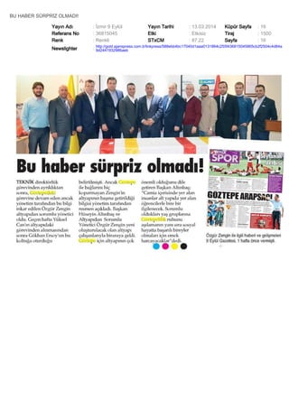 BU HABER SÜRPRİZ OLMADI!
Yayın Adı : İzmir 9 Eylül Yayın Tarihi : 13.03.2014 Küpür Sayfa : 16
Referans No : 36815045 Etki : Etkisiz Tiraj : 1500
Renk : Renkli STxCM : 87,22 Sayfa : 16
Newslighter :
http://gold.ajanspress.com.tr/linkpress/588ebb4bc17040d1aaa0131864c255f436815045865cb2f2504c4d84a
9d2441932986aeb
 