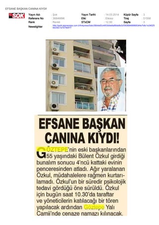 EFSANE BAŞKAN CANINA KIYDI!
Yayın Adı : Şok Yayın Tarihi : 14.03.2014 Küpür Sayfa : 3
Referans No : 36846896 Etki : Etkisiz Tiraj : 51558
Renk : Renkli STxCM : 12,50 Sayfa : 3
Newslighter :
http://gold.ajanspress.com.tr/linkpress/0abc58b4e83c4653b9e8a89de8e3cf39368468968344e7b8c1e34025
bbc5bc1a7e79e477
 