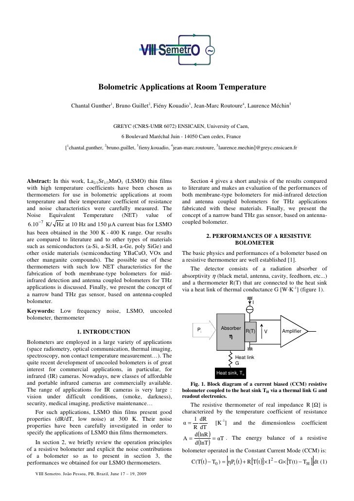 Bolometric Applications At Room Temperature