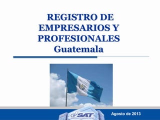 REGISTRO DE
EMPRESARIOS Y
PROFESIONALES
Guatemala

Agosto de 2013

 