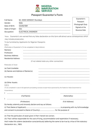Nigeria Immigration Guarantor Form Pdf 2024/2025 – KCDQG