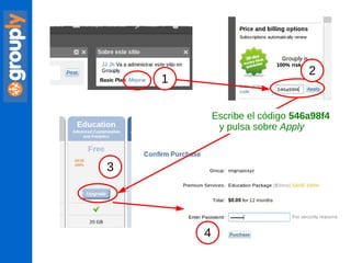Escribe el código  546a98f4  y pulsa sobre  Apply 1 3 4 2 