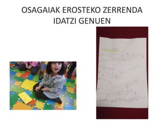 OSAGAIAK EROSTEKO ZERRENDA
IDATZI GENUEN