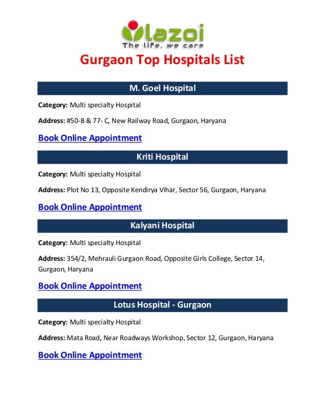 Gurgaon Top Hospitals List Best Hospital in Gurgaon