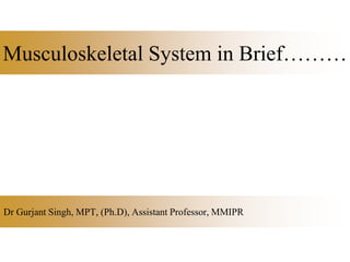 Musculoskeletal System in Brief………
Dr Gurjant Singh, MPT, (Ph.D), Assistant Professor, MMIPR
 