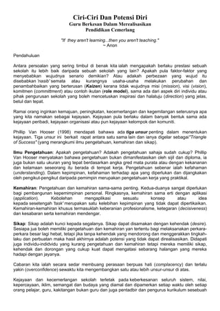 Guru Berkesan dalam Merealisasikan Pendidikan Cemerlang