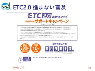 ETC2.0 進まない普及
2016/1/30 112
 