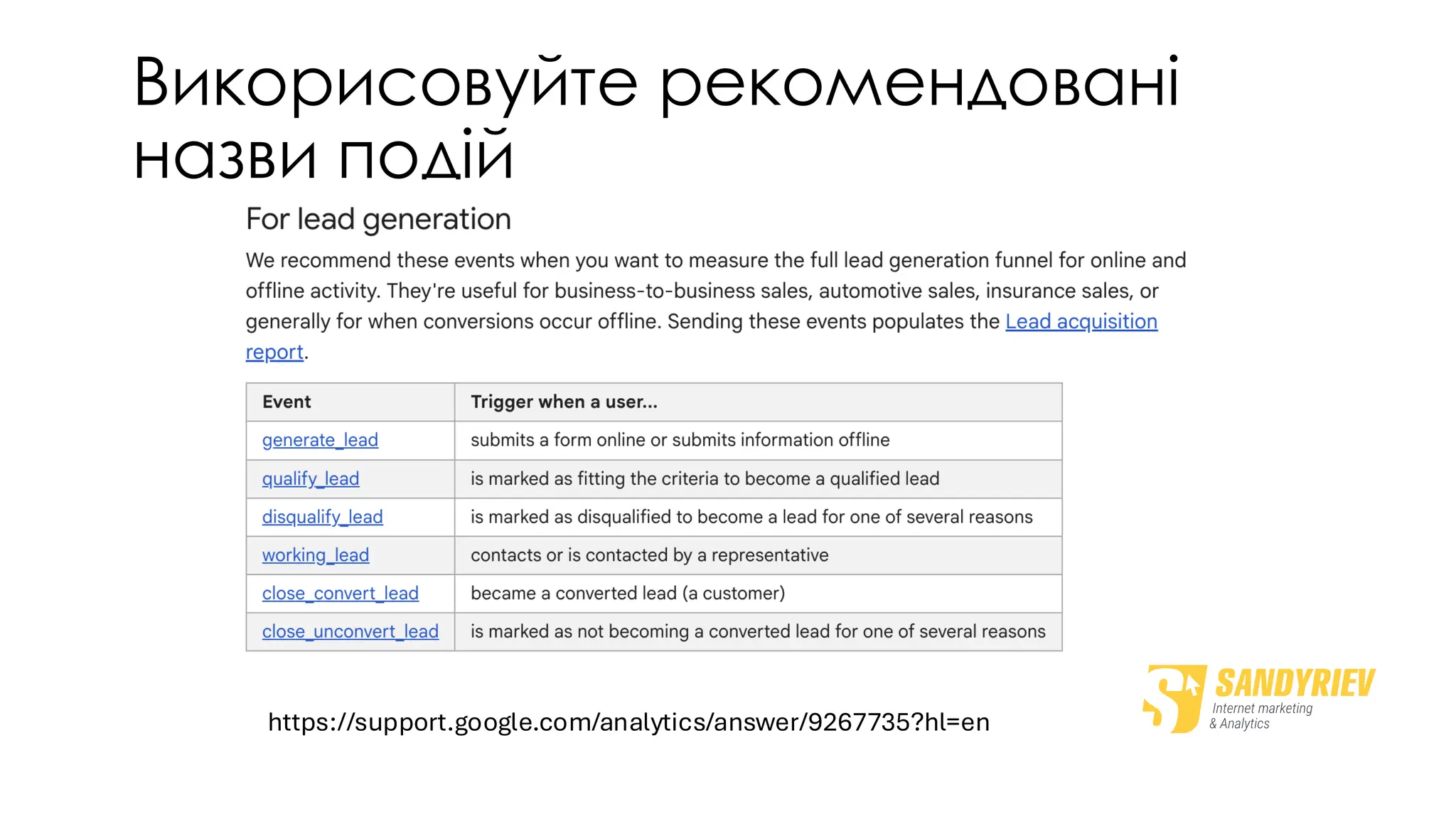 Викорисовуйте рекомендовані
назви подій
https://support.google.com/analytics/answer/9267735?hl=en
 