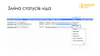 Зміна статусів ліда
 