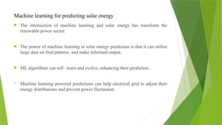 machine learning with solar power prediction | PPTX