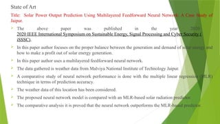 machine learning with solar power prediction | PPTX