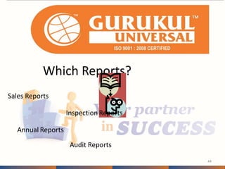 Which Reports? 
44 
Sales Reports 
Annual Reports 
Inspection Reports 
Audit Reports 
 