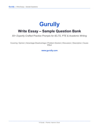 Comprehensive PTE Essay Writing Practice for IELTS, PTE & Academic ...