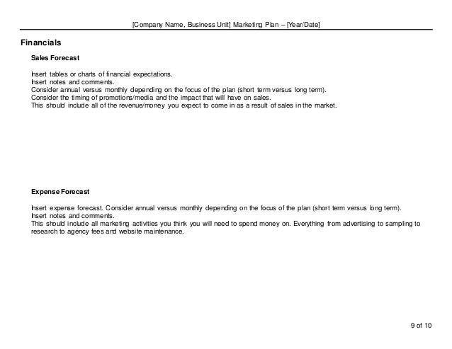 sample marketing plan template word