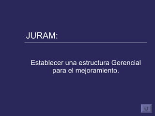 JURAM: Establecer una estructura Gerencial para el mejoramiento. 