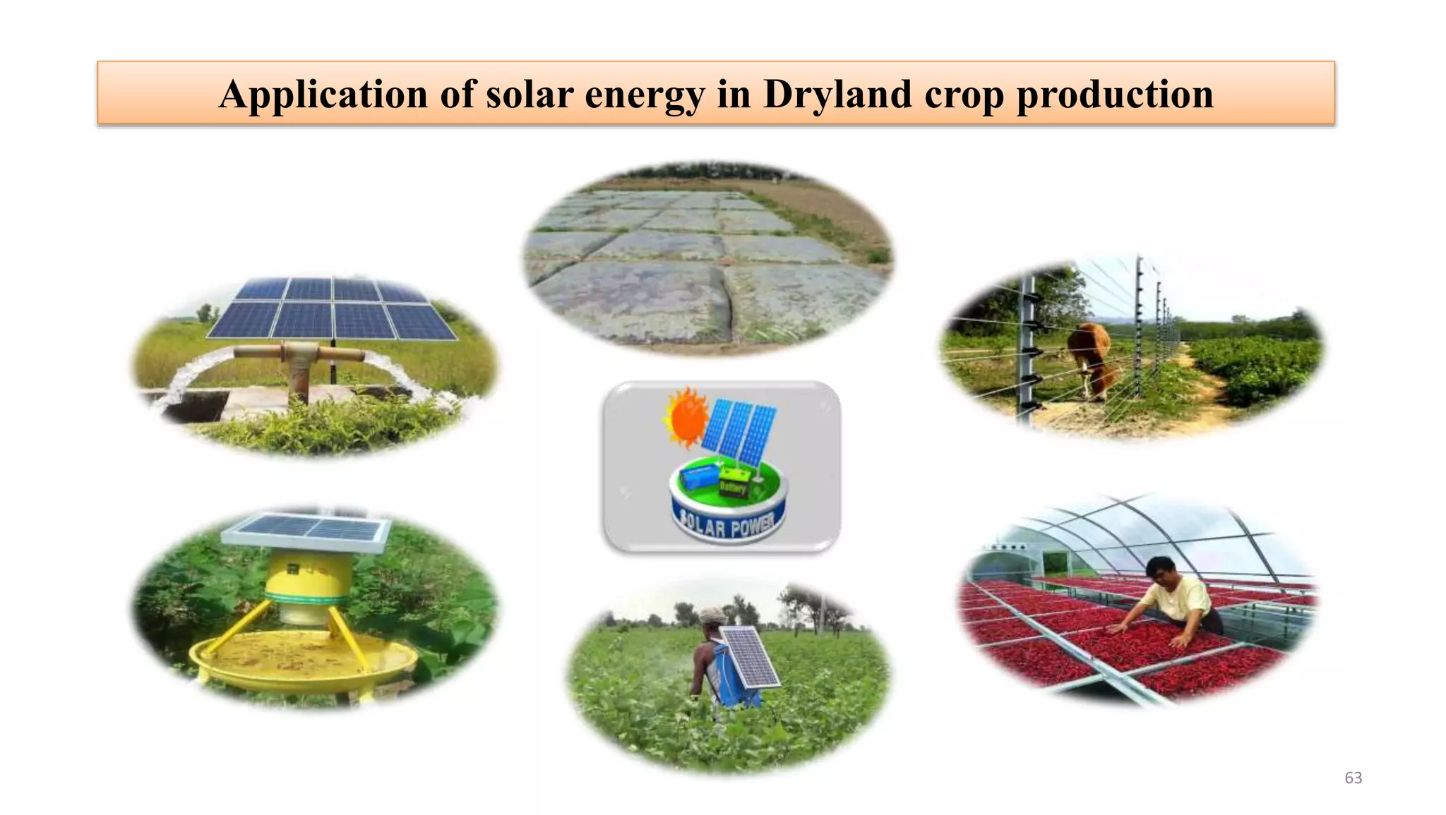 Application of solar energy in Dryland crop production
63
 