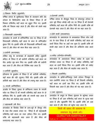29                                    अक्टू फय 2011



22.त्रलभरा- फकयीट (बुलनेळी)
                                                             28.दे लगबाा (काॊिी)
ऩस्द्ळभ फॊगार क भुळॉदाफाद स्जरा क रारफाग कोटा योड
               े                 े
                                                             ऩस्द्ळभ फॊगार क फीयबुभ स्जरा क फोरायऩुय स्टे ळन क
                                                                            े              े                  े
स्टे ळन क फकयीटकोण ग्राभ क सनकट स्स्थत शं भाॉ
         े                े
                                                             उत्तय ऩूला स्स्थत कोऩई नदी तट ऩय स्स्थत शं भाॉ दे लगबाा
त्रलभरा ळत्रक्तऩीठ, मशाॉ भाता का भुकट सगया था। इवकी
                                    ु
                                                             ळत्रक्तऩीठ, मशाॉ भाता की अस्स्थ सगयी थी। इवकी ळत्रक्त को
ळत्रक्त को त्रलभरा कशा जाता शं औय बैयल को वॊलत्ता कशा
                                                             दे लगबाा कशा जाता शं औय बैयल को रुरु कशा जाता शं ।
जाता शं ।

23.त्रलळाराषी (लायाणवी)                                      29.दे ली कारी (कारभाधल)

उत्तयप्रदे ळ क काळी भं भस्णकस्णाक घाट ऩय स्स्थत शं भाॉ
              े                                              भध्मप्रदे ळ क अभयकटक क कारभाधल स्स्थत ळोन नदी
                                                                          े    ॊ   े

त्रलळाराषी ळत्रक्तऩीठ, मशाॉ भाता क कान क भस्णजड़ीत
                                  े     े                    तट क ऩाव स्स्थत शं भाॉ कारी ळत्रक्तऩीठ, मशाॉ भाता का
                                                                 े

कडर सगये थे। इवकी ळत्रक्त को त्रलळाराषी भस्णकणॉ कशा
 ुॊ                                                          फामाॉ सनतॊफ सगया था जशाॉ एक गुपा शै । इवकी ळत्रक्त को

जाता शं औय बैयल को कार बैयल कशा जाता शं ।                    कारी कशा जाता शं औय बैयल को असवताॊग कशा जाता
                                                             शं ।
24.वलााणी (कडमाश्रभ)
तसभर नाडु क कडमाश्रभ भं बद्रकारी भॊफदय (कभायी
           े                             ु                   30.नभादा (ळोणदे ळ-ळोणाषी)
भॊफदय) भं स्स्थत शं भाॉ वलााणी ळत्रक्तऩीठ, मशाॉ भाता का      भध्मप्रदे ळ क अभयकटक स्स्थत नभादा क उद्गभ ऩय
                                                                          े    ॊ                े
ऩीठ अथाात ऩृद्ष बाग सगया था। इवकी ळत्रक्त को वलााणी          ळोणदे ळ स्थान ऩय स्स्थत शं भाॉ नभादा ळत्रक्तऩीठ, मशाॉ
कशा जाता शं औय बैयल को सनसभऴ कशा जाता शं ।                   भाता का दामाॉ सनतॊफ सगया था। इवकी ळत्रक्त को नभादा
                                                             कशा जाता शं औय बैयल को बद्रवेन कशा जाता शं ।
25.वात्रलिी (करुषेि)
              ु
शरयमाणा क करुषेि भं स्स्थत शं भाॉ वात्रलिी ळत्रक्तऩीठ,
         े ु                                                 31.सळलानी (याभसगरय)
मशाॉ भाता की एड़ी (गुल्प) सगयी थी। इवकी ळत्रक्त को           उत्तयप्रदे ळ क झाॉवी-भस्णकऩुय ये रले स्टे ळन सििकट क
                                                                           े                                  ू  े
वात्रलिी कशा जाता शं औय बैयल को स्थाणु कशा जाता शं ।         ऩाव याभसगरय स्थान ऩय स्स्थत शं भाॉ सळलानी ळत्रक्तऩीठ,
                                                             मशाॉ भाता का दामाॉ लष सगया था। इवकी ळत्रक्त को
26. गामिी (भस्णदे त्रलक)                                     सळलानी कशा जाता शं औय बैयल को िॊड कशा जाता शं ।
अजभेय क सनकट ऩुष्कय क भस्णफडध स्थान क गामिी
       े             े               े
ऩलात ऩय स्स्थत शं भाॉ गामिी ळत्रक्तऩीठ, मशाॉ भाता क दो
                                                   े         32.उभा (लृॊदालन)
भस्णफॊध सगये थे। इवकी ळत्रक्त को गामिी कशा जाता शं           उत्तयप्रदे ळ क भथुया क सनकट लृॊदालन क बूतेद्वय स्थान
                                                                           े       े              े
औय बैयल को वलाानॊद कशा जाता शं ।                             ऩय स्स्थत शं भाॉ उभा ळत्रक्तऩीठ, मशाॉ भाता क गुच्छ कशा
                                                                                                         े
                                                             जाता शं औय िूड़ाभस्ण सगये थे। इवकी ळत्रक्त को उभा
27.भशारक्ष्भी (श्री ळैर)                                     कशा जाता शं औय बैयल को बूतेळ कशा जाता शं ।
फाॊग्रादे ळ क सवल्शै ट स्जरे क उत्तय-ऩूला भं जैनऩुय गाॉल
             े                े                                        फकवी बी प्रकाय की वभस्मा के
क ऩाव ळैर नाभक स्थान ऩय
 े                               स्स्थत शं भाॉ भशारक्ष्भी
                                                                           वभाधान शे तु वॊऩक कयं ।
                                                                                            ा
ळत्रक्तऩीठ, मशाॉ भाता का गरा (ग्रीला) सगया था। इवकी
ळत्रक्त को भशारक्ष्भी कशा जाता शं       औय     बैयल को
                                                                      GURUTVA KARYALAY
                                                             Call us: 91 + 9338213418, 91+ 9238328785
ळम्फयानॊद कशा जाता शं ।
 