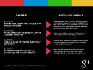 BARRIERS                                                RECOMMENDATIONS

 BARRIER 1:                                      ...