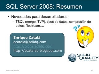 Novedades sql server 2008 para developers